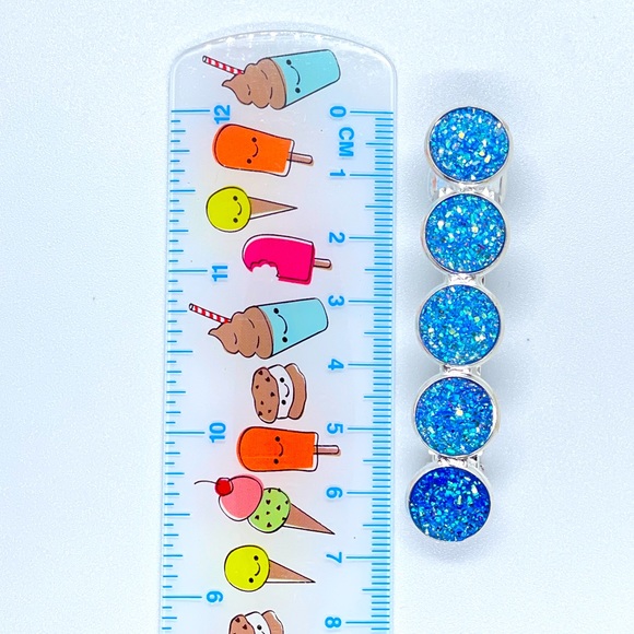 🆕 Blue Glitter  Druzy Barrette Hair Clip - Picture 6 of 6